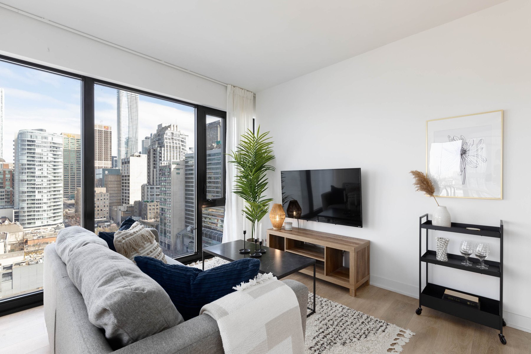 Condo living room overlooking Toronto